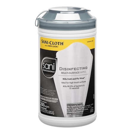 Sani Professional Disinfecting Multi-Surface Wipes, 7.5 x 5.38, 200/Canister P22884